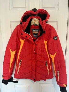 Killtec Women's Red & Yellow Ski Jacket - Insulated Hooded Snow Coat